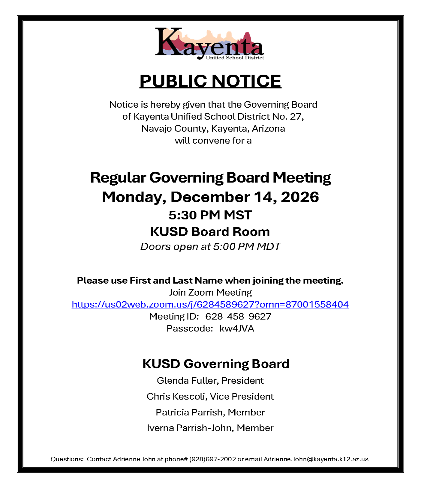 Public Notice - 12/14/2026 RGBM