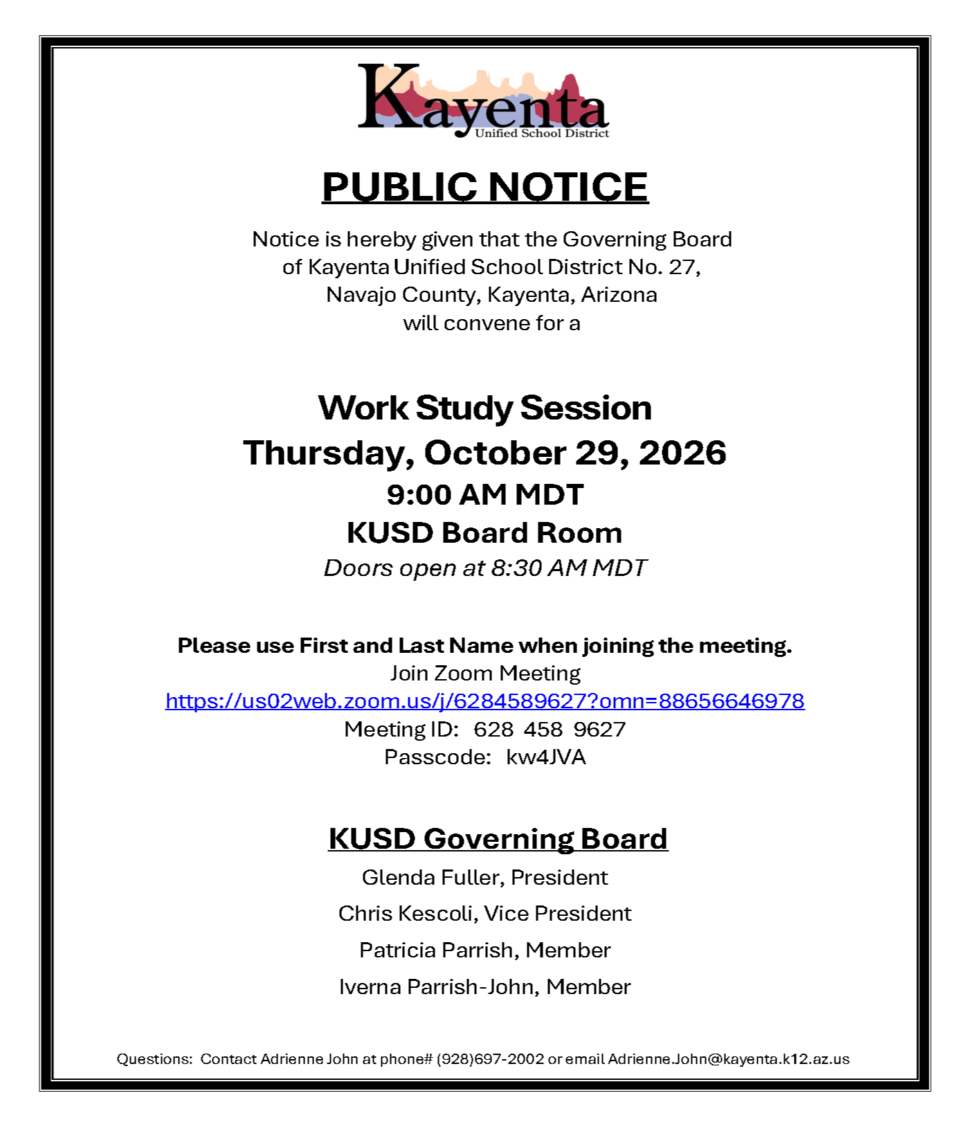 Public Notice - 10/29/2026 WSS