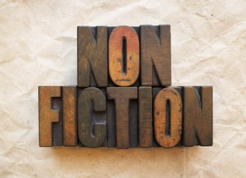the word nonfiction in wood block letters