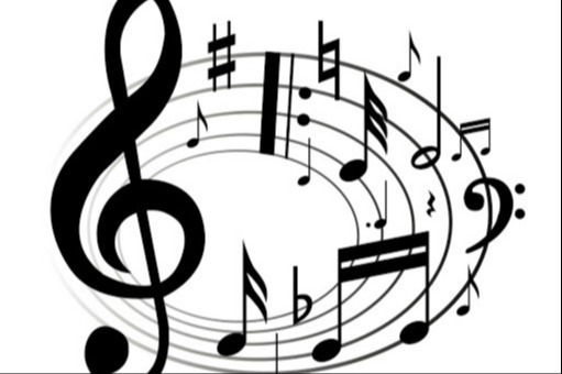 music notes swirling