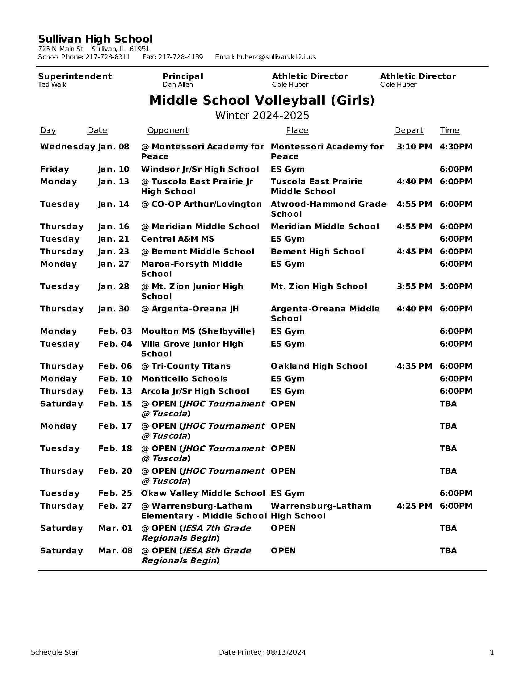 Girls Volleyball