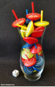 image: toys in a glass jar. text: Steve Wybomey