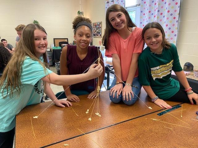 Students building a STEM project