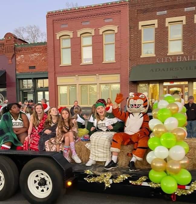Students participating in Christmas Parade