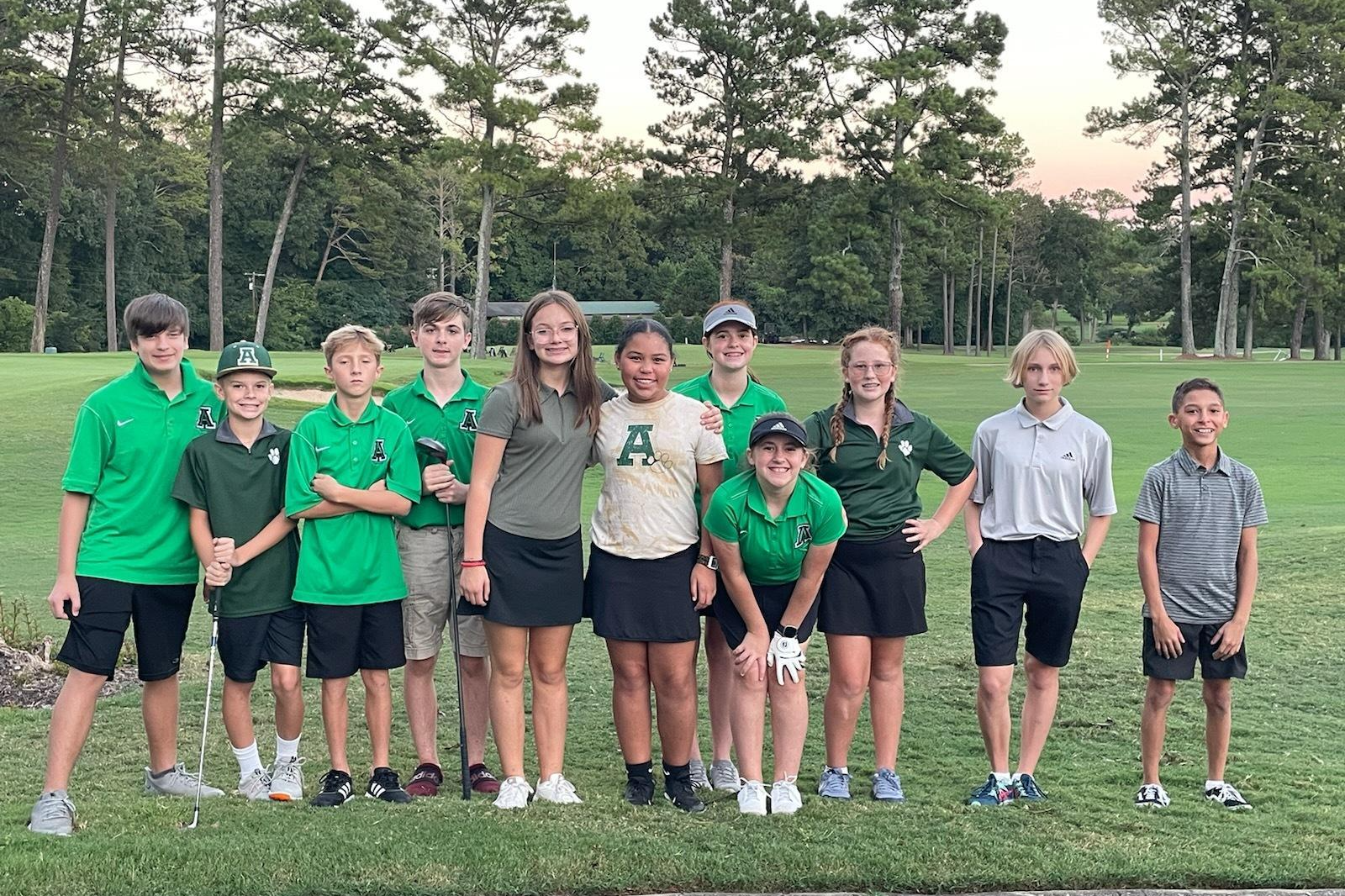 Students  participating in golf