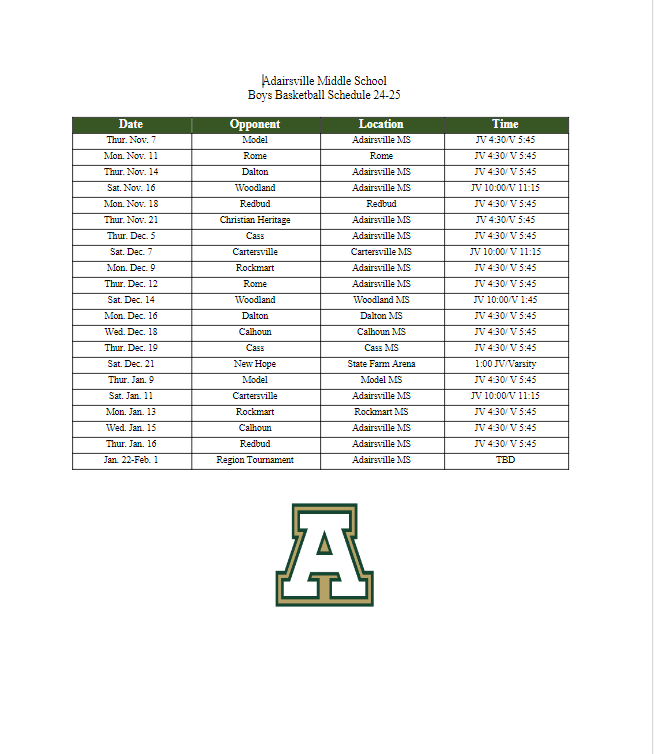 '24-'25 basketball schedule