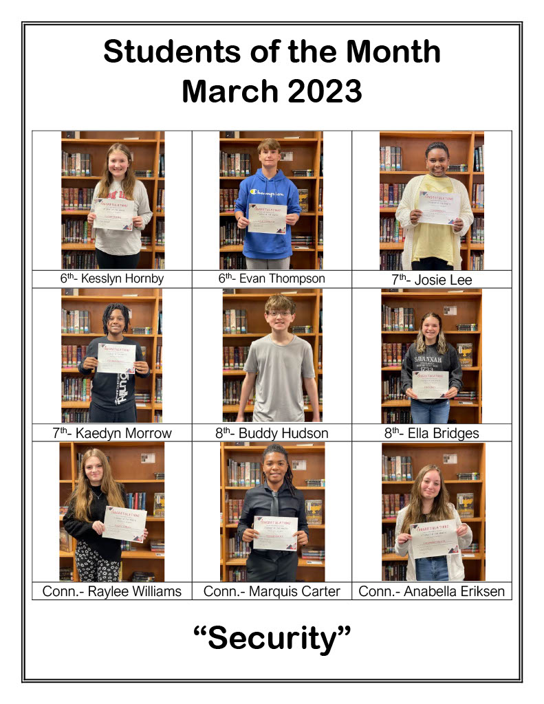Students of the Month March