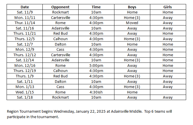 Basketball Schedule