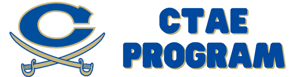 The Cass High "C" logo with crossed sabers next to the words CTAE Program