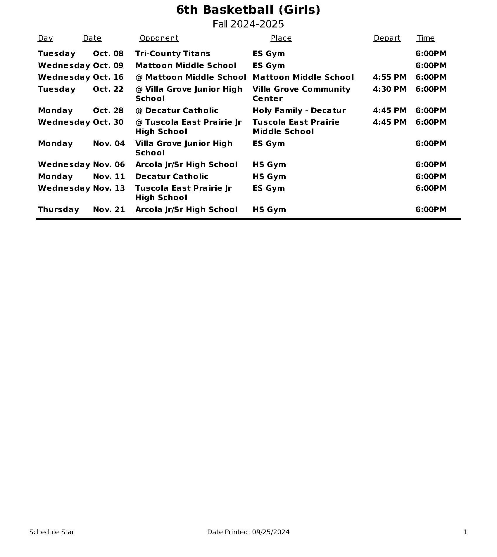 5/6 Schedule