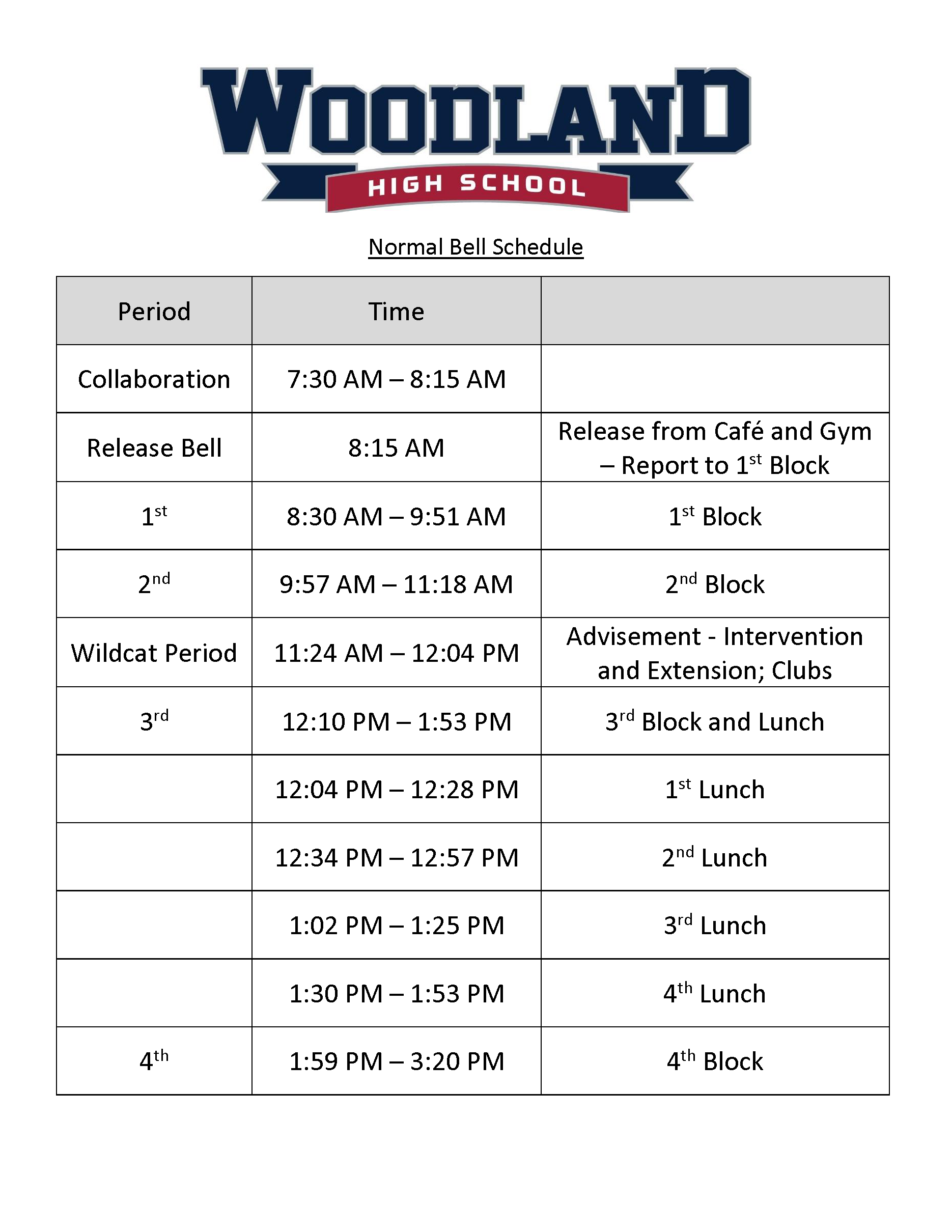 Bell Schedule