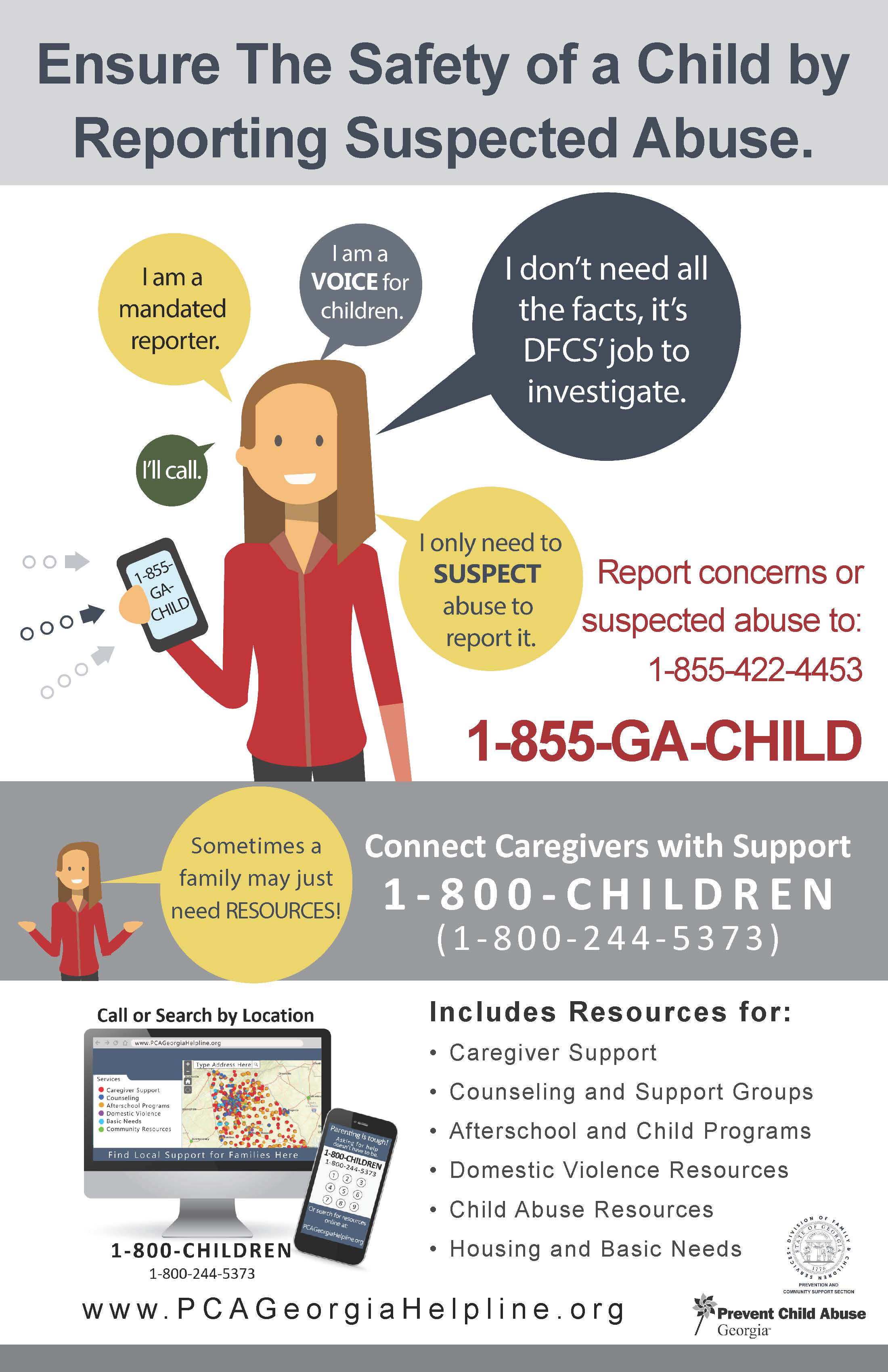 Ensure the safety of a child by reporting suspected abuse