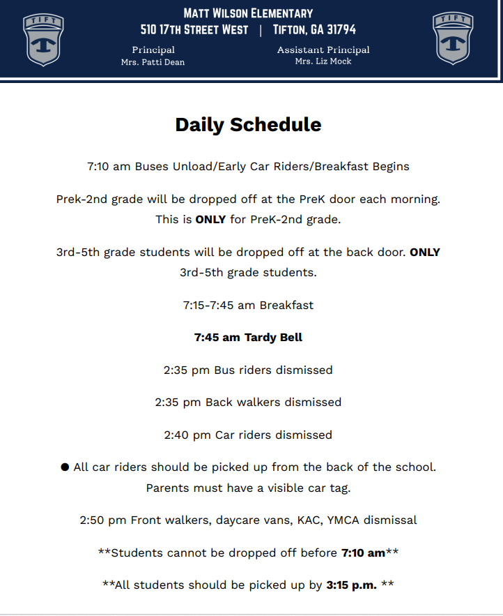 Daily Schedule