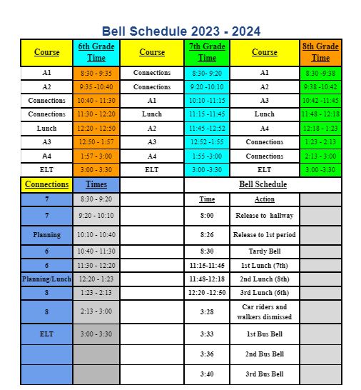 2023-2024 Bell Schedule