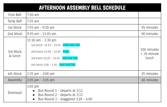 Bell Schedule | Tift County High School