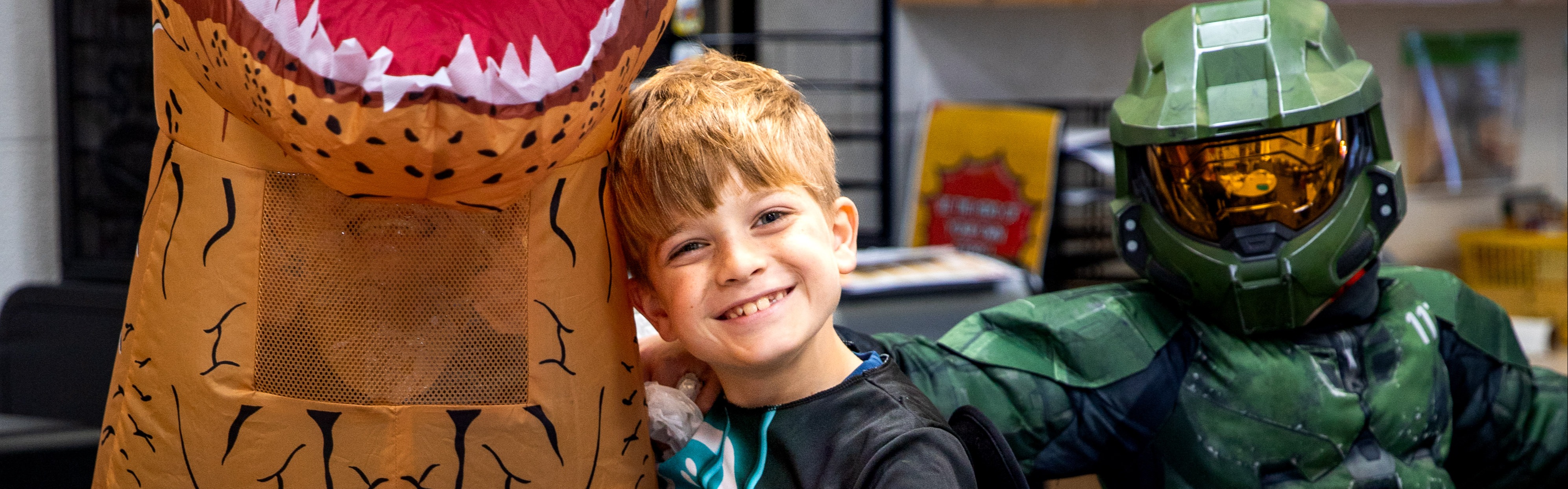 Elementary student dressed up for halloween party