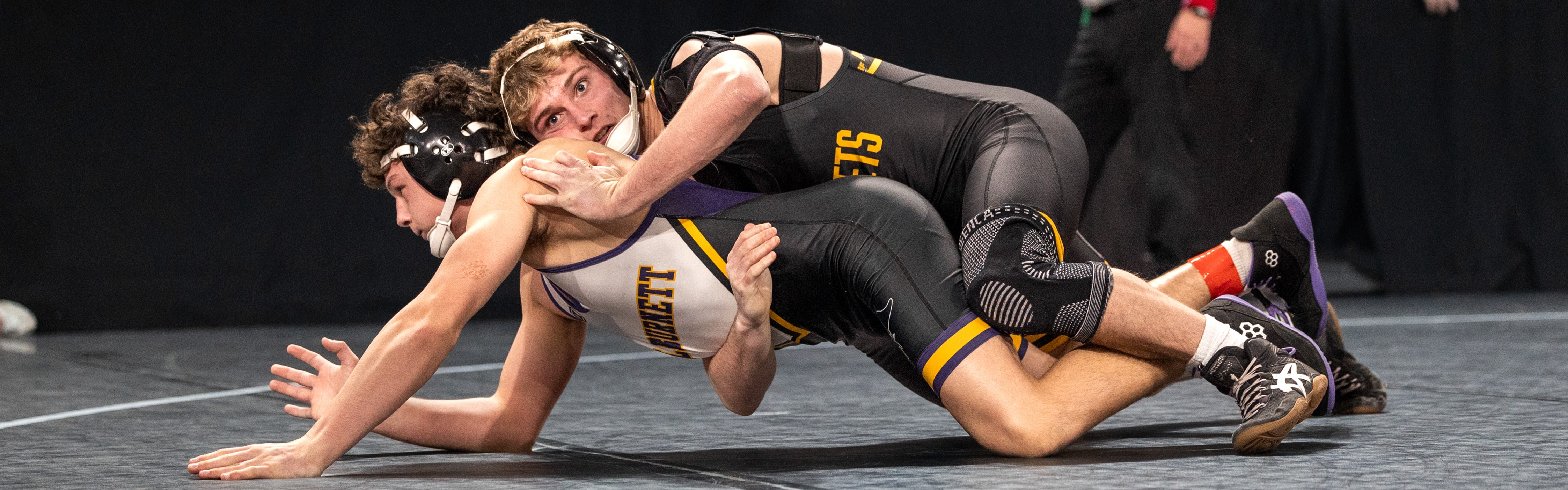 State wrestler Landen Davis competing at state duals