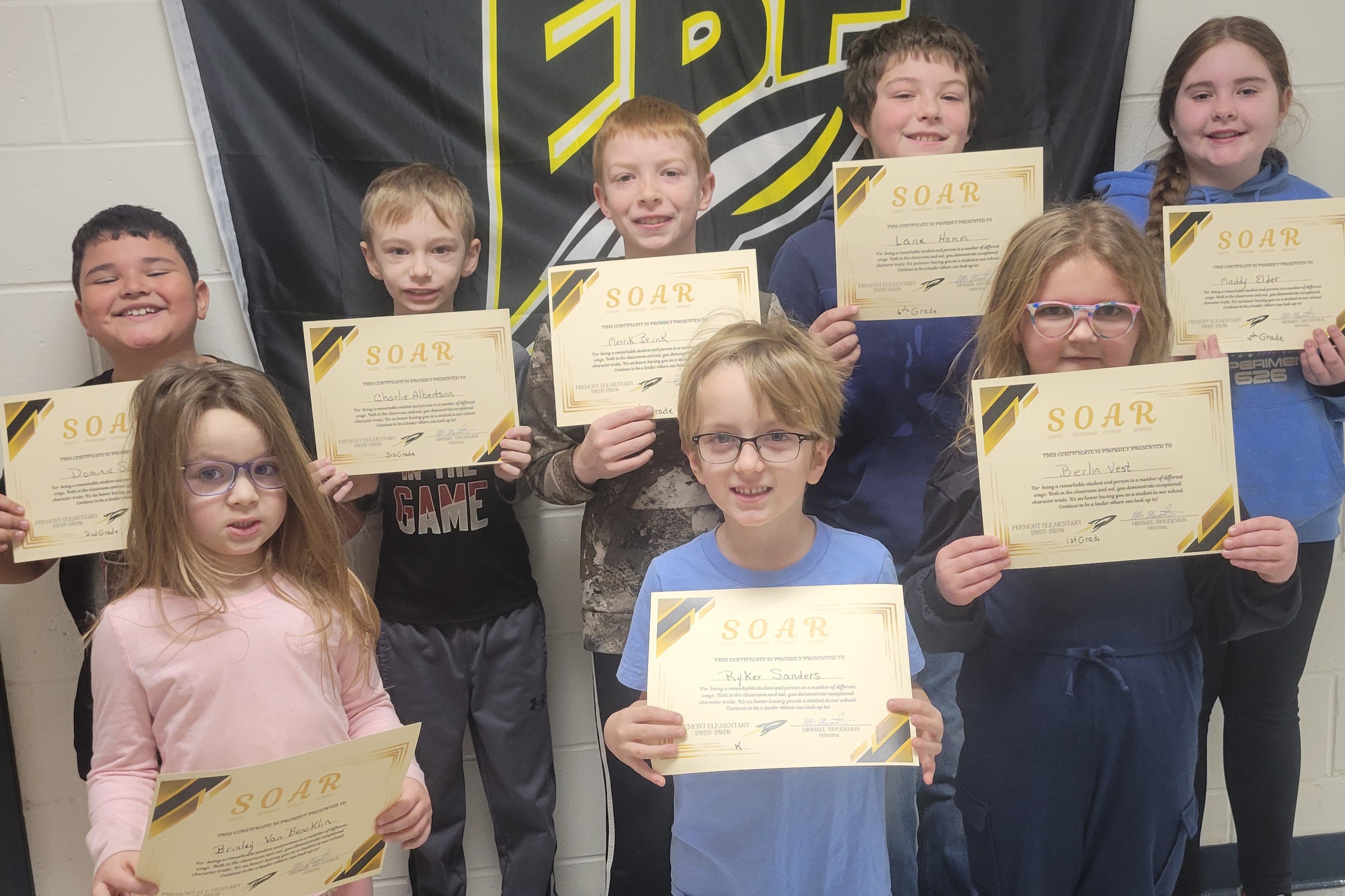 February SOAR Students representing Fremont Elementary