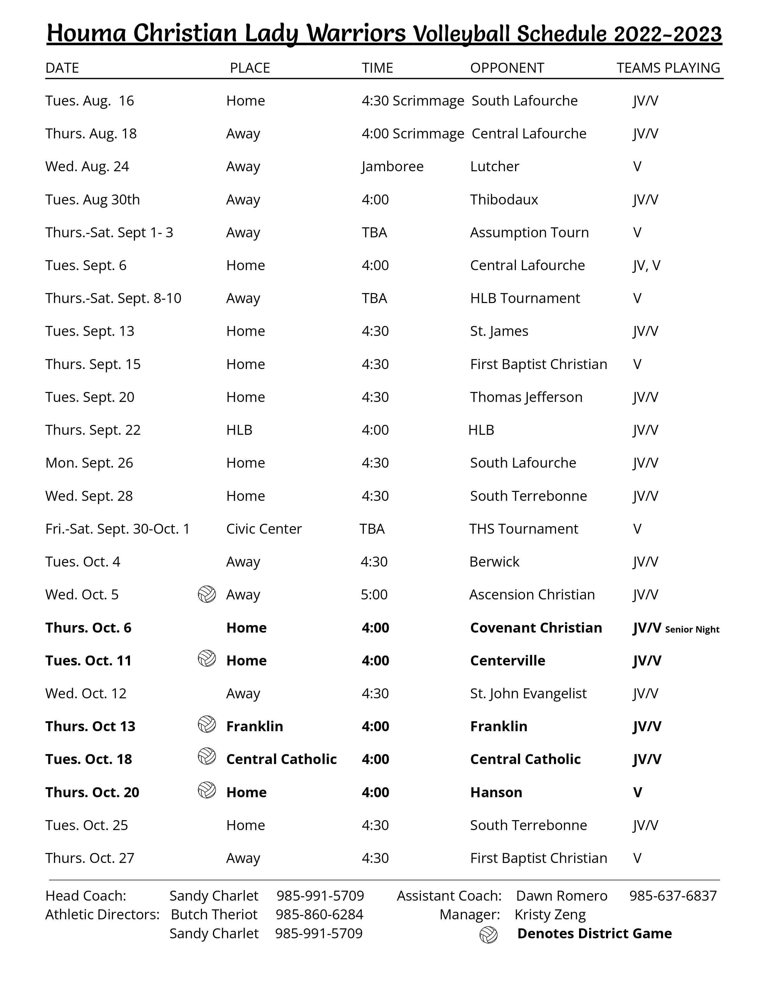 VOLLEYBALL Houma Christian School