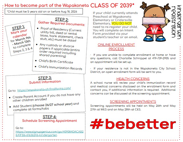 Kindergarten Registration Flyer