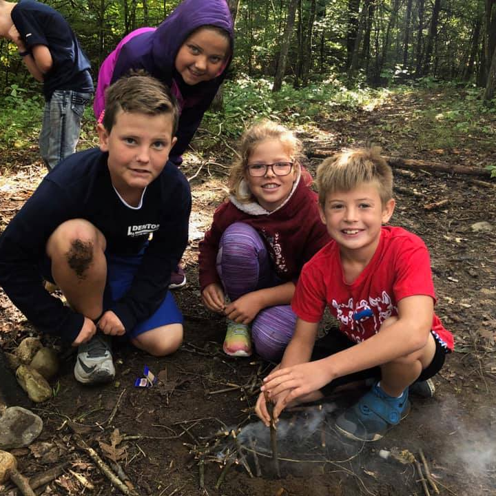 students in woods