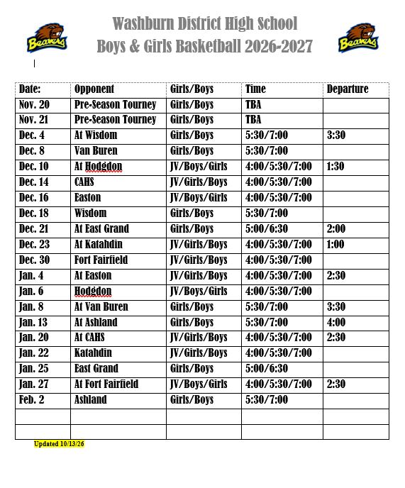 WDHS basketball schedule