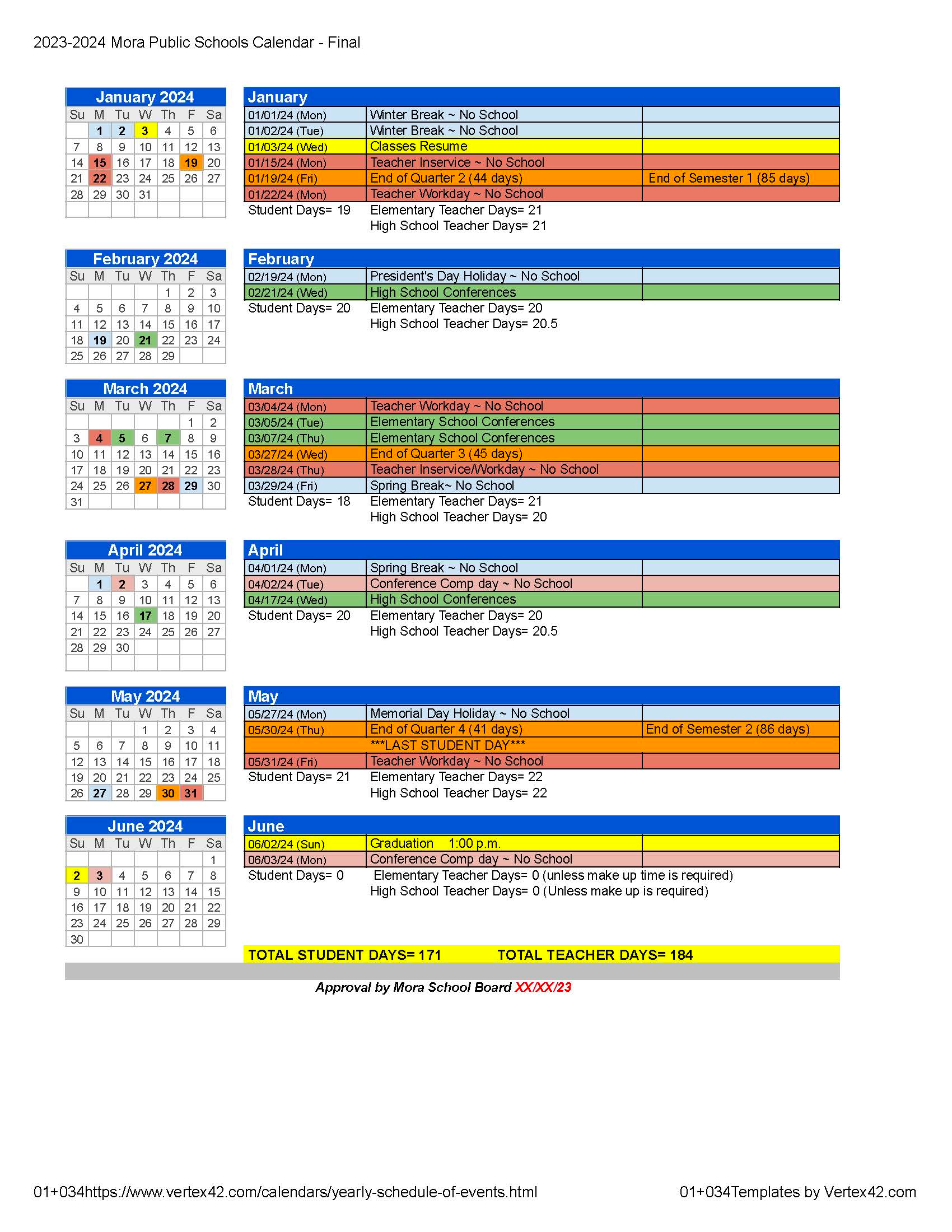 2023-2024 School Year Calendar