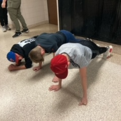 students competing in the plank challenge