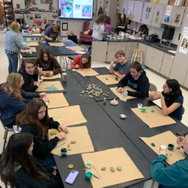 students in art club