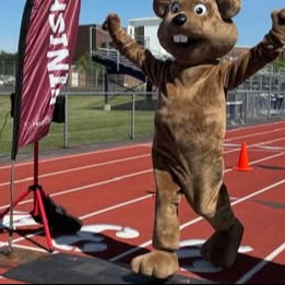 gopher crossing the 5K finish line