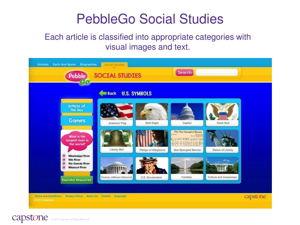 Pebble Go Social Studies Logo