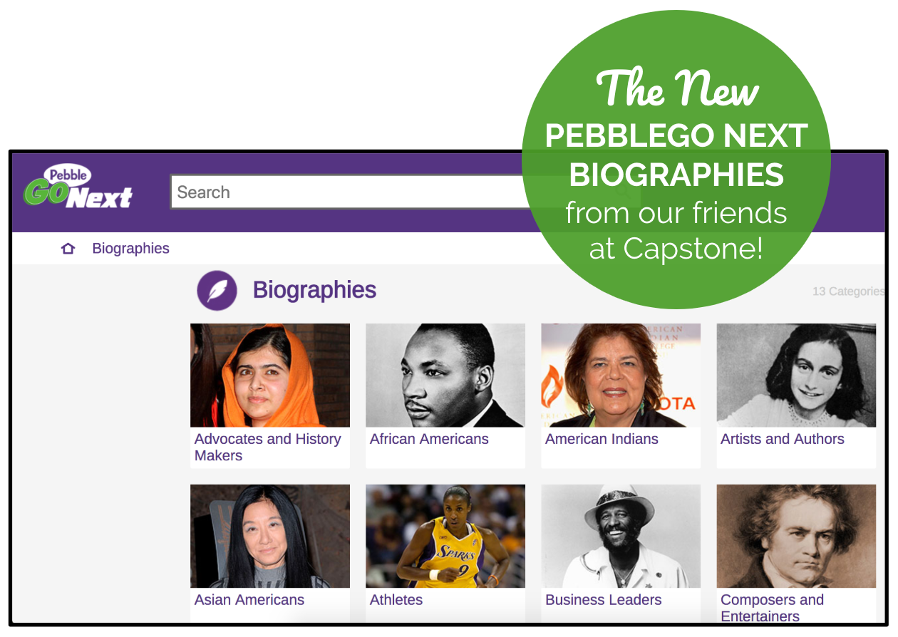 Pebble Go biographies Logo