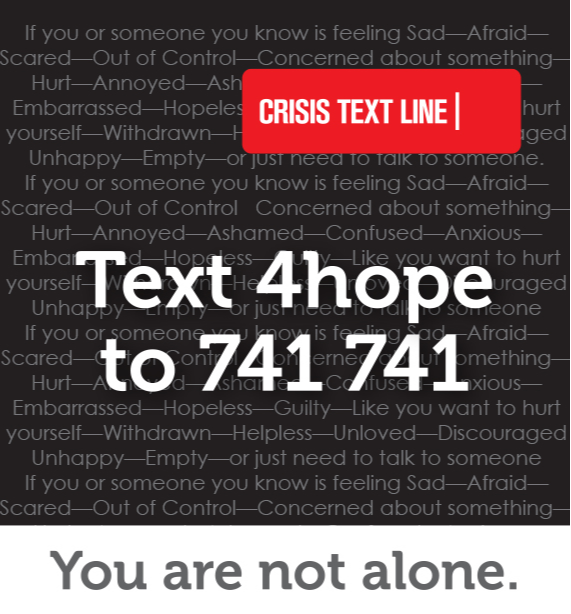 Text 4hope to 741 741