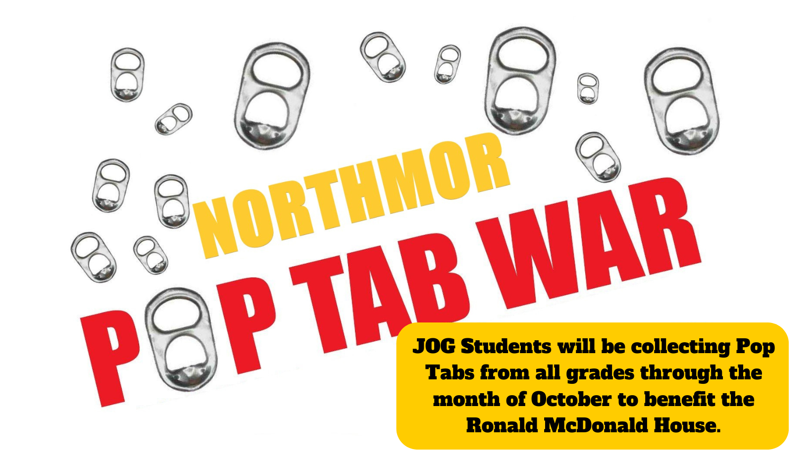 northmor pop tab war jog students will be collecting pop tabs from all grades through the month of October to benefit the ronald mcdonald house. clipart of pop tabs on a white background