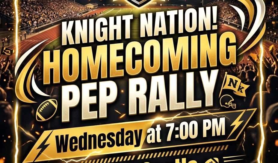 pep rally flyer in black and yellow