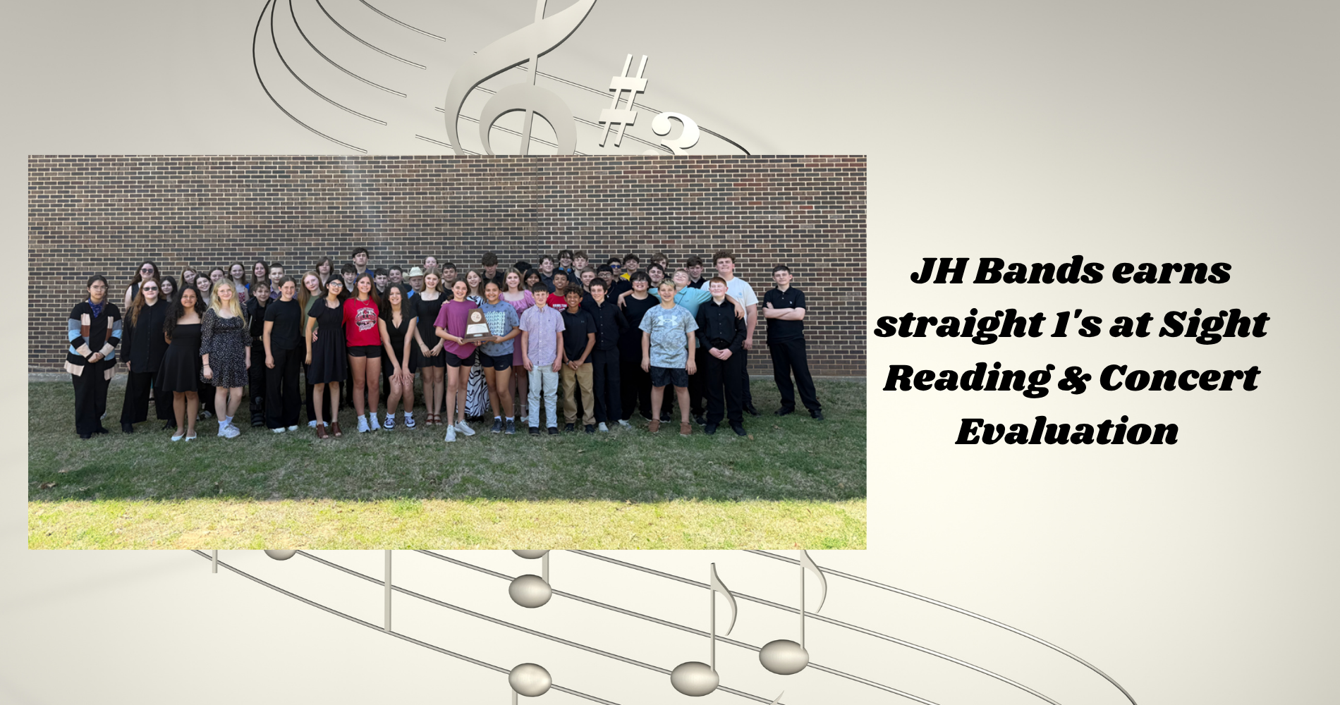 JH Bands receive straight 1s at Sight Reading and Concert Evaluation