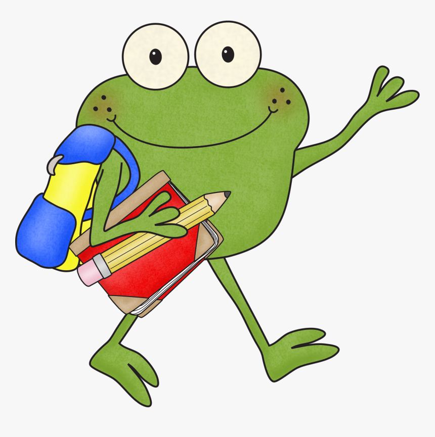 Frog going to school.
