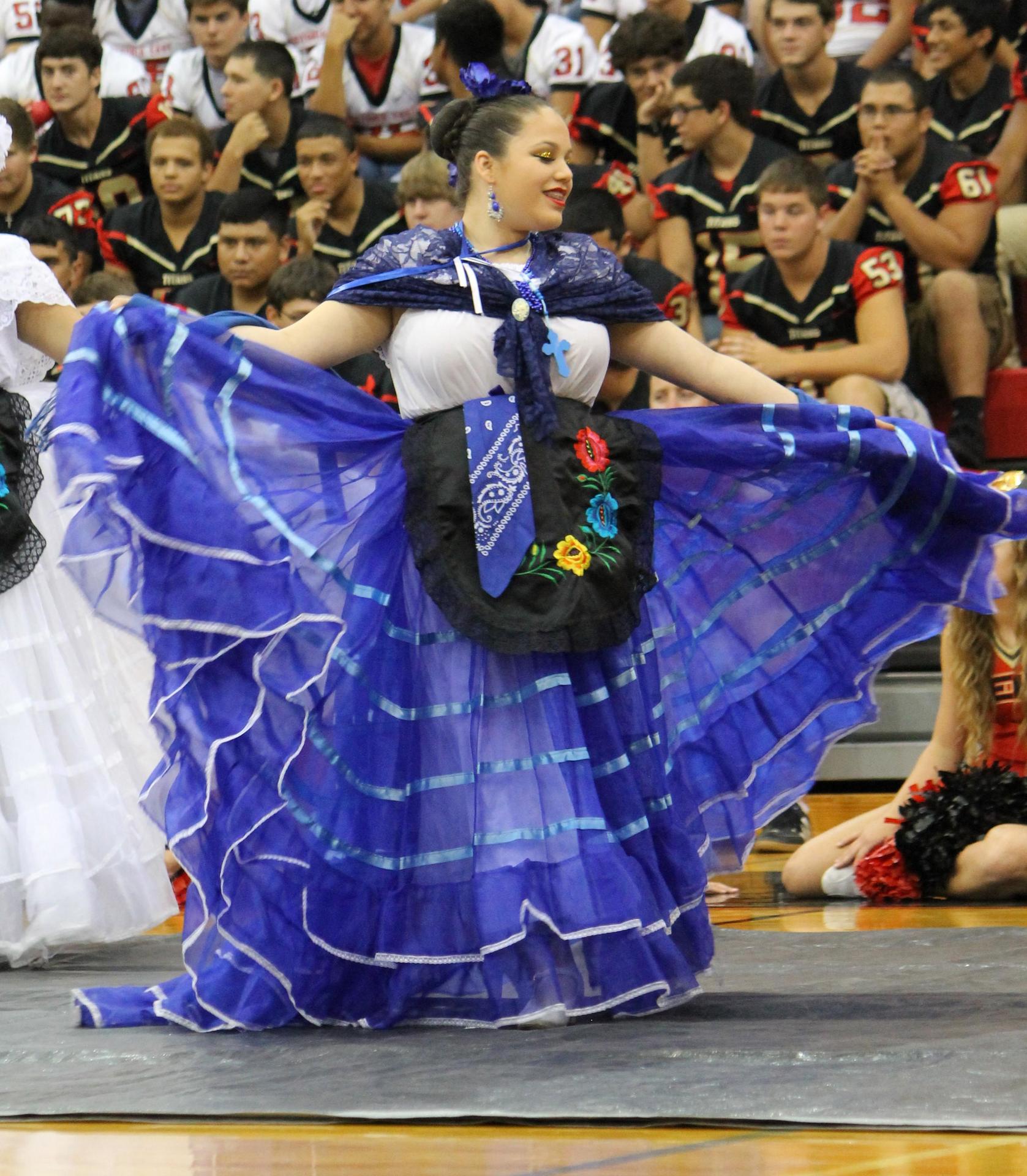Ballet Folklorico:  Perfomer Dancing in a Blue dress