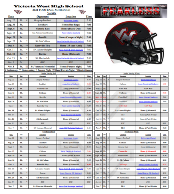 2024 Football Schedules