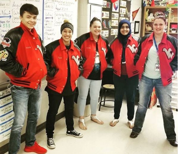 Students in letter jackets