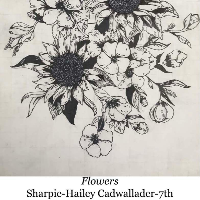 a hand drawing of flowers