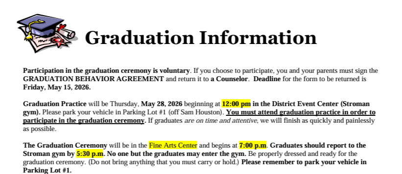 Graduation info 2026