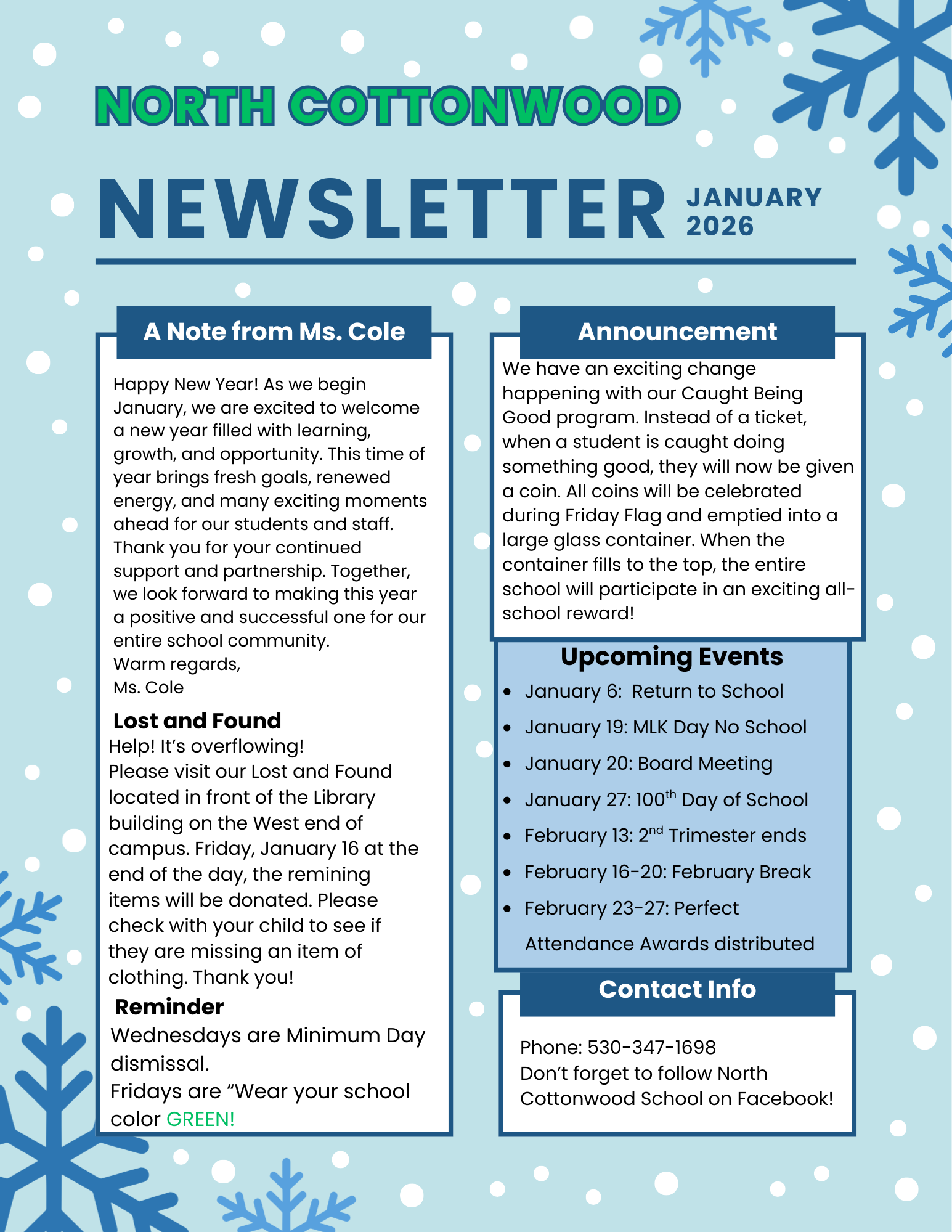 January Principal Newsletter