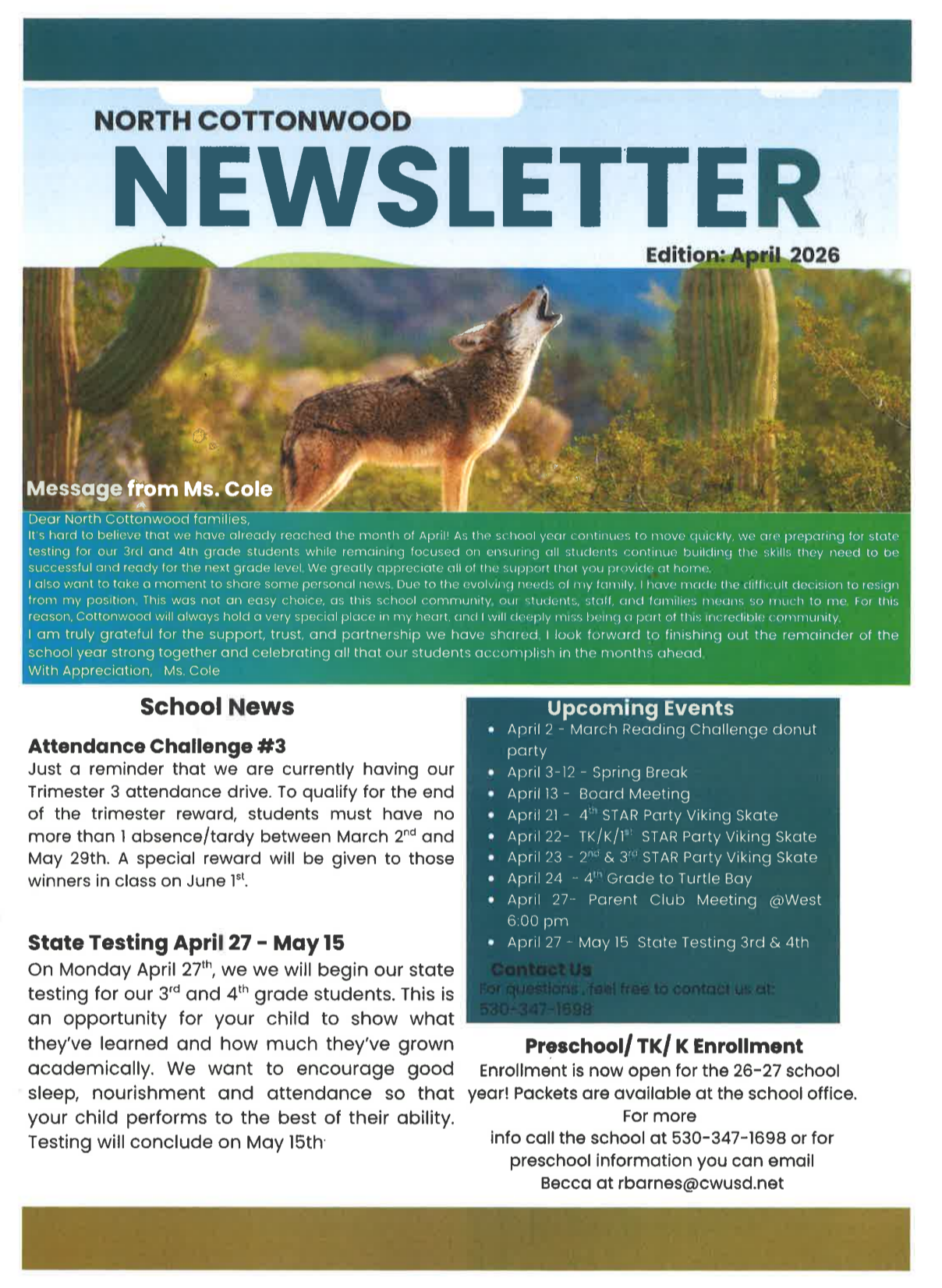 April Principal Newsletter