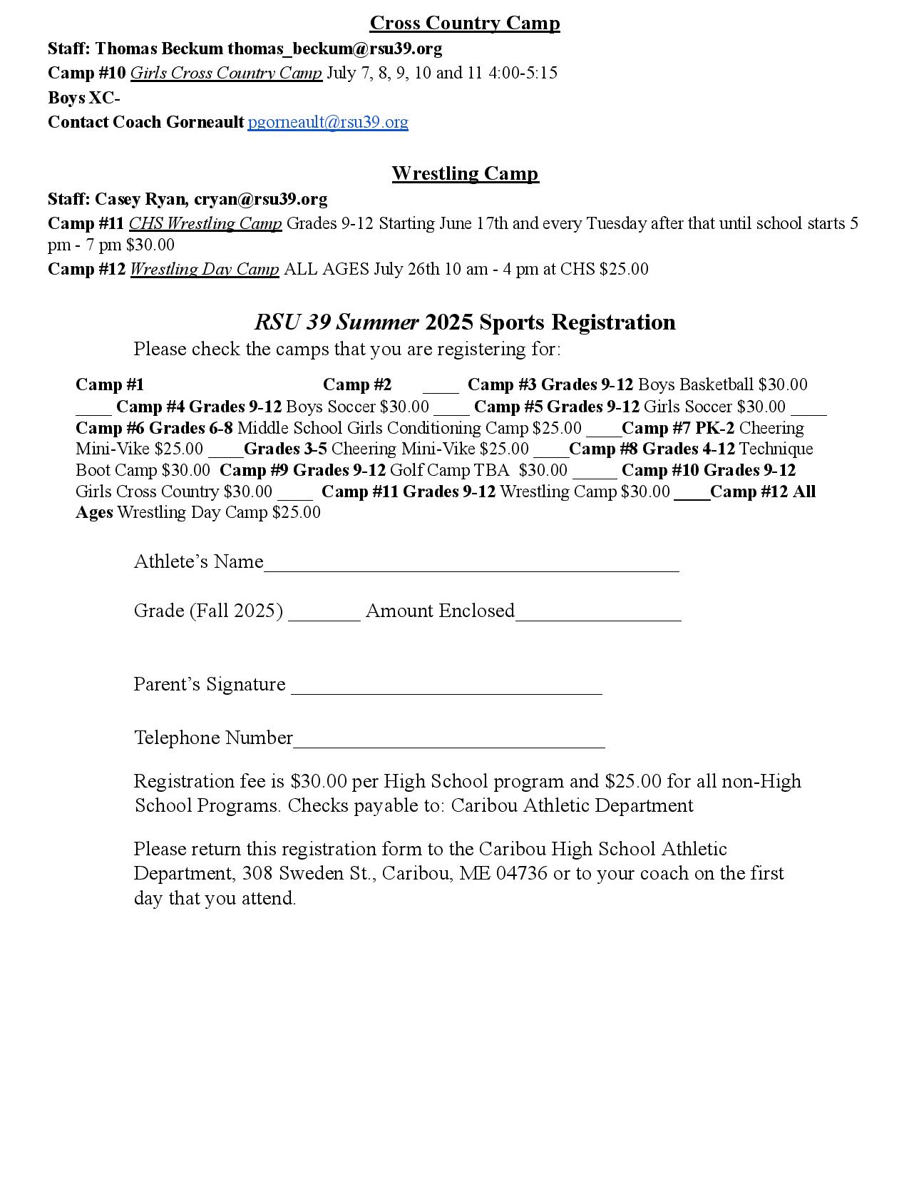 athletic summer camps