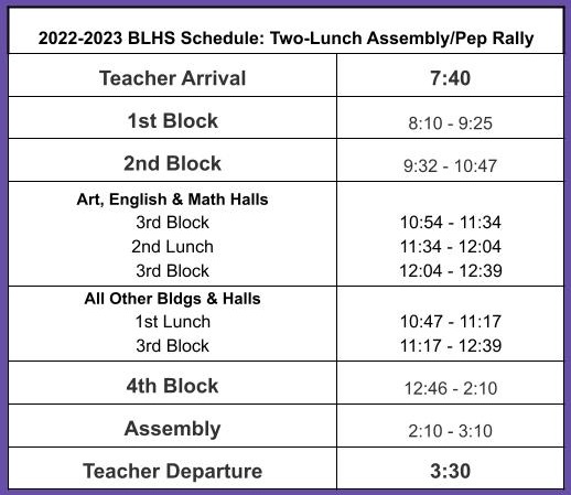 Class Times | Batesburg-Leesville High School