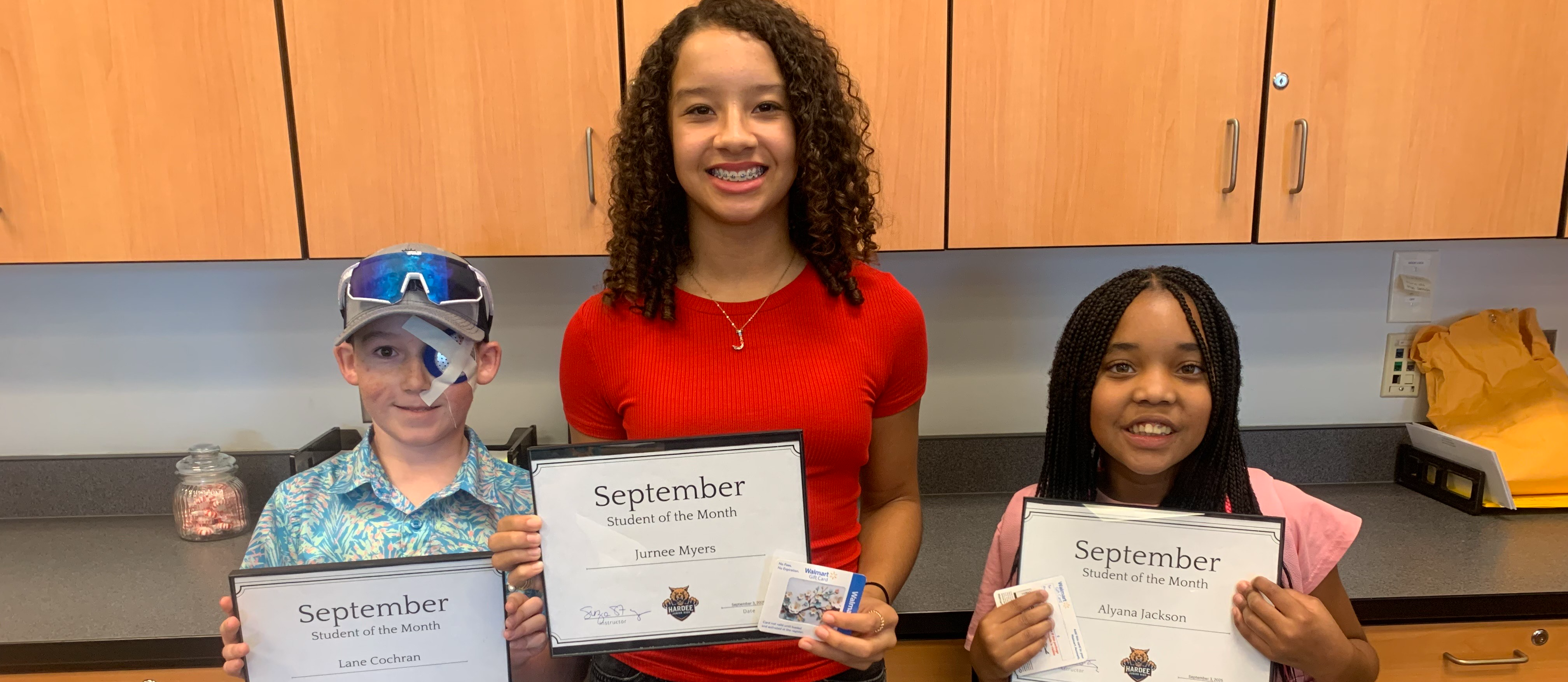 3 students of the month for September at HJH