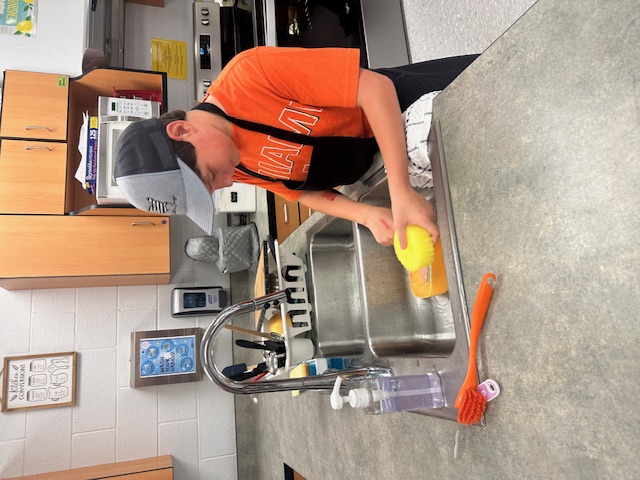 washing dishes