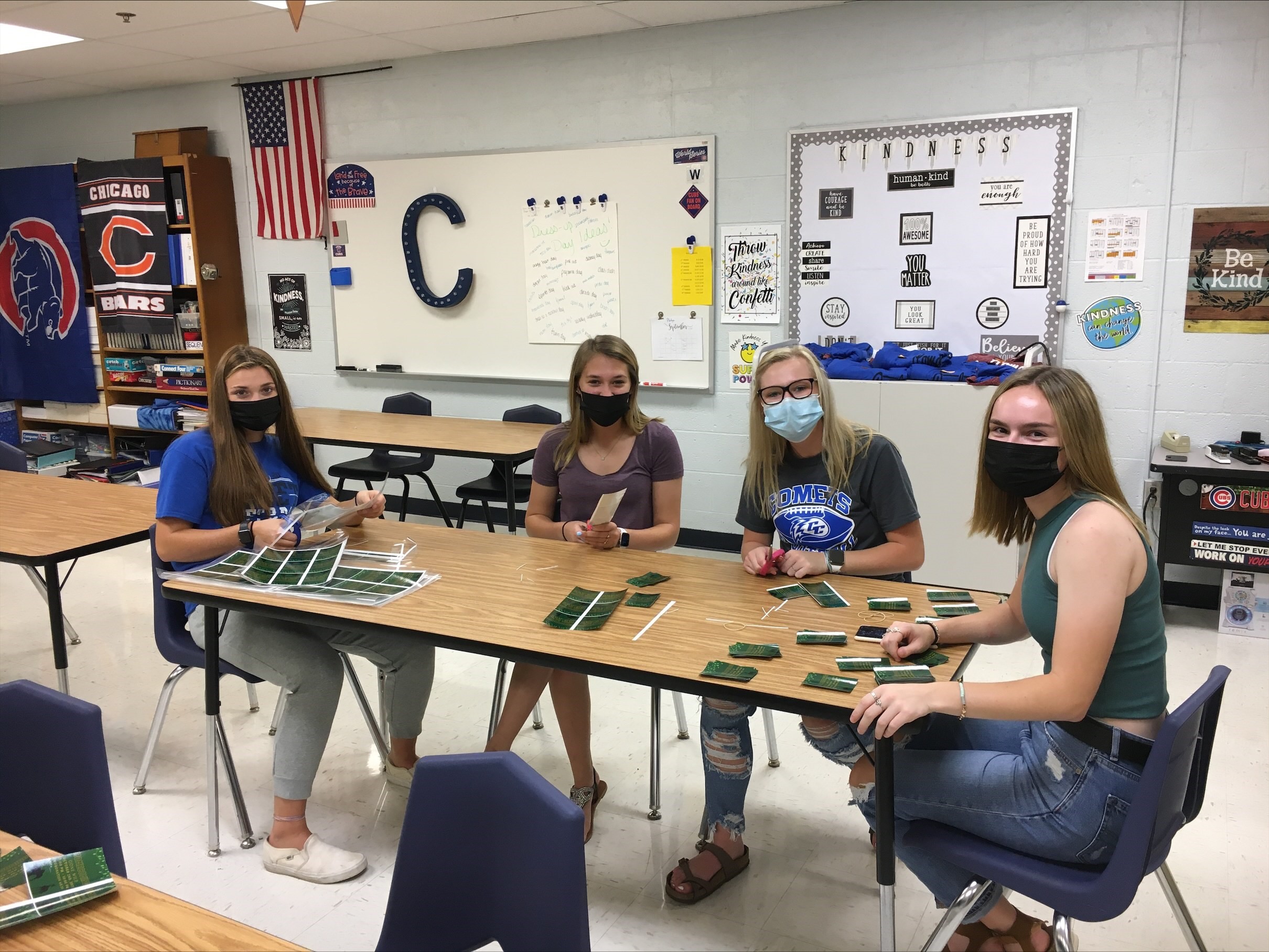 Student council class getting homecoming tickets ready!