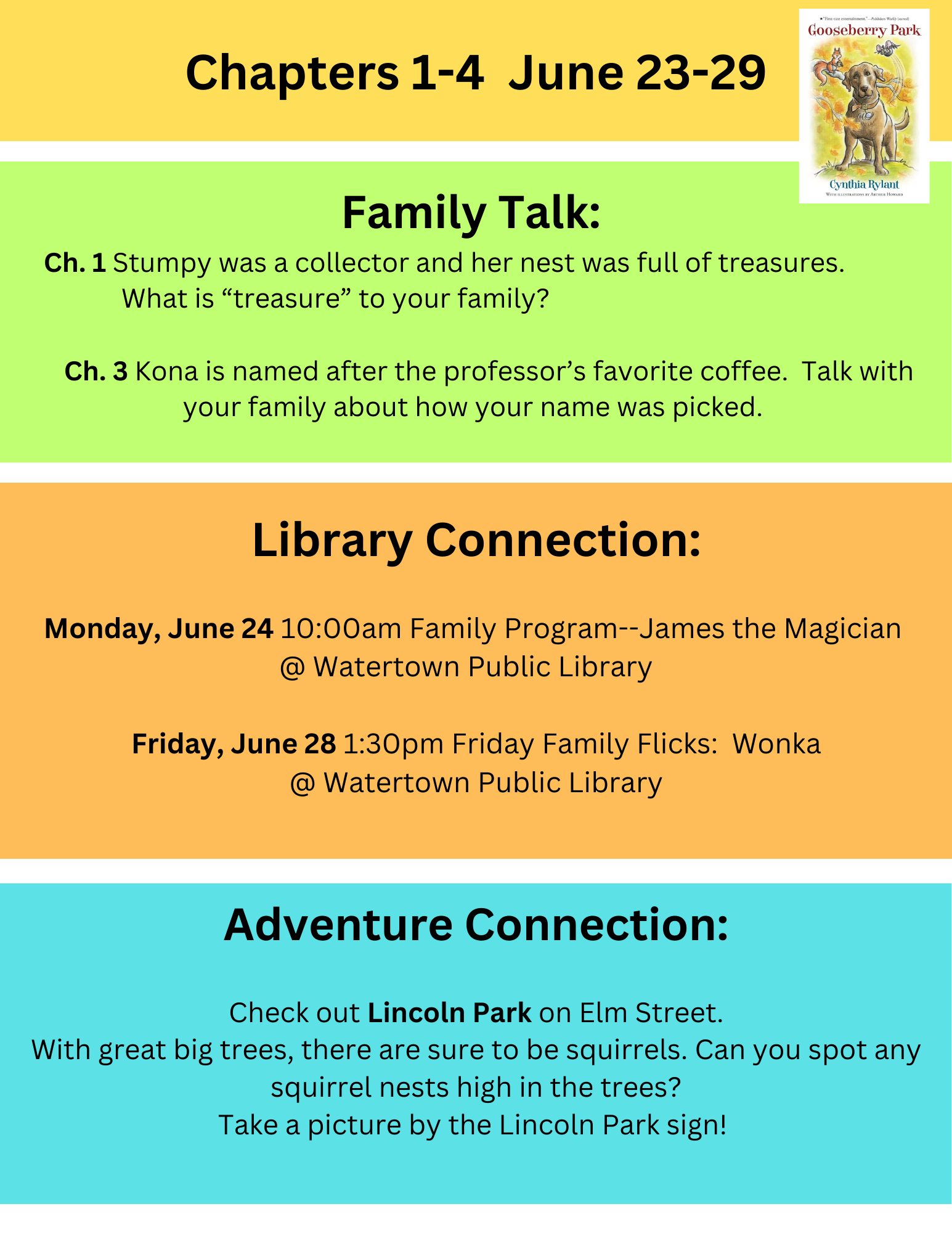 Gooseberry Park Family Connection June 23-29 